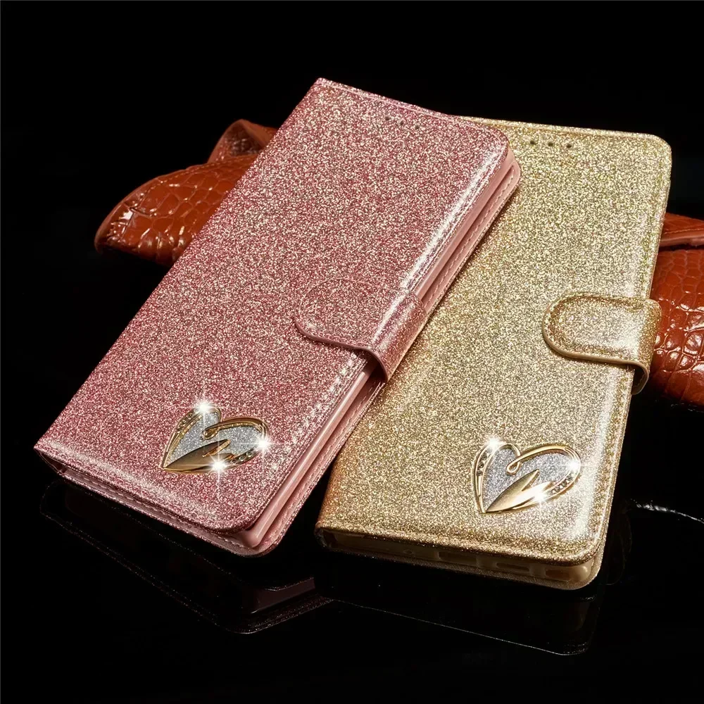 

Case For Samsung Galaxy S24 S23 S22 S21 Ultra S20 FE S10 S10E S9 Note 10 Plus 5G Glitter Bling Leather Flip Cover Case