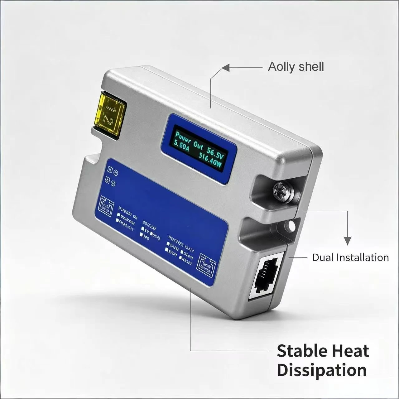 240/320W 10G Industrial POE Injector for Starlink with LED Screen Status Display 48-57VDC Input Mosa Alloy Housing