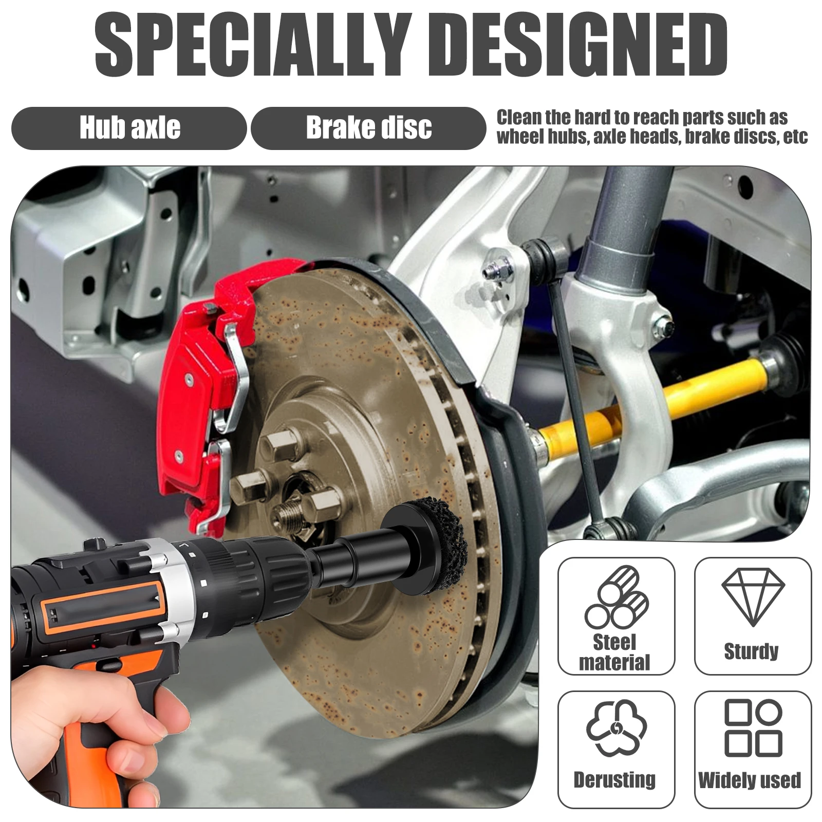 2 مجموعة سيارة محور عجلات تجديد عدة الفرامل محور تنظيف أداة سيارة مزيل صدأ الأنظف يناسب 1/2 "الشدات أو الحفر الكهربائية #5