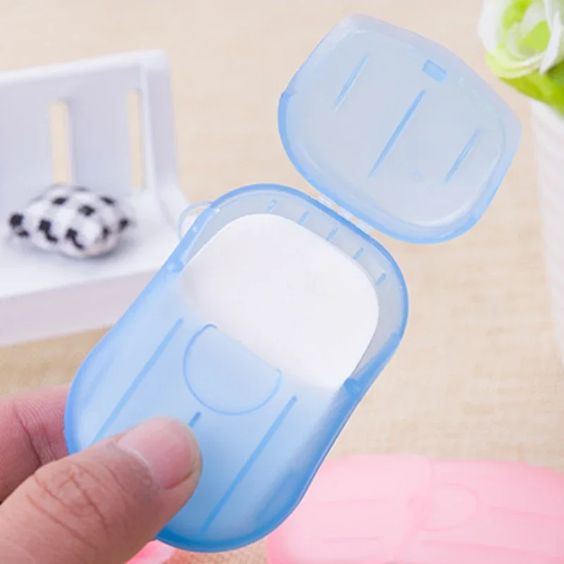 20Pcs Disposable Boxed Soap Paper Portable Hand Washing Box Scented Slice Sheets Mini Soap Paper Travel Portable Soap Dishes