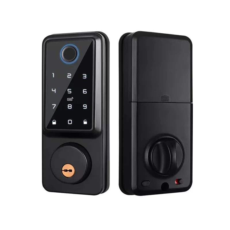 ABJF-Ttlock 자동 스마트 데드볼트 잠금장치 원격 지문 디지털 코드 전자 잠금장치 도어 센서 포함