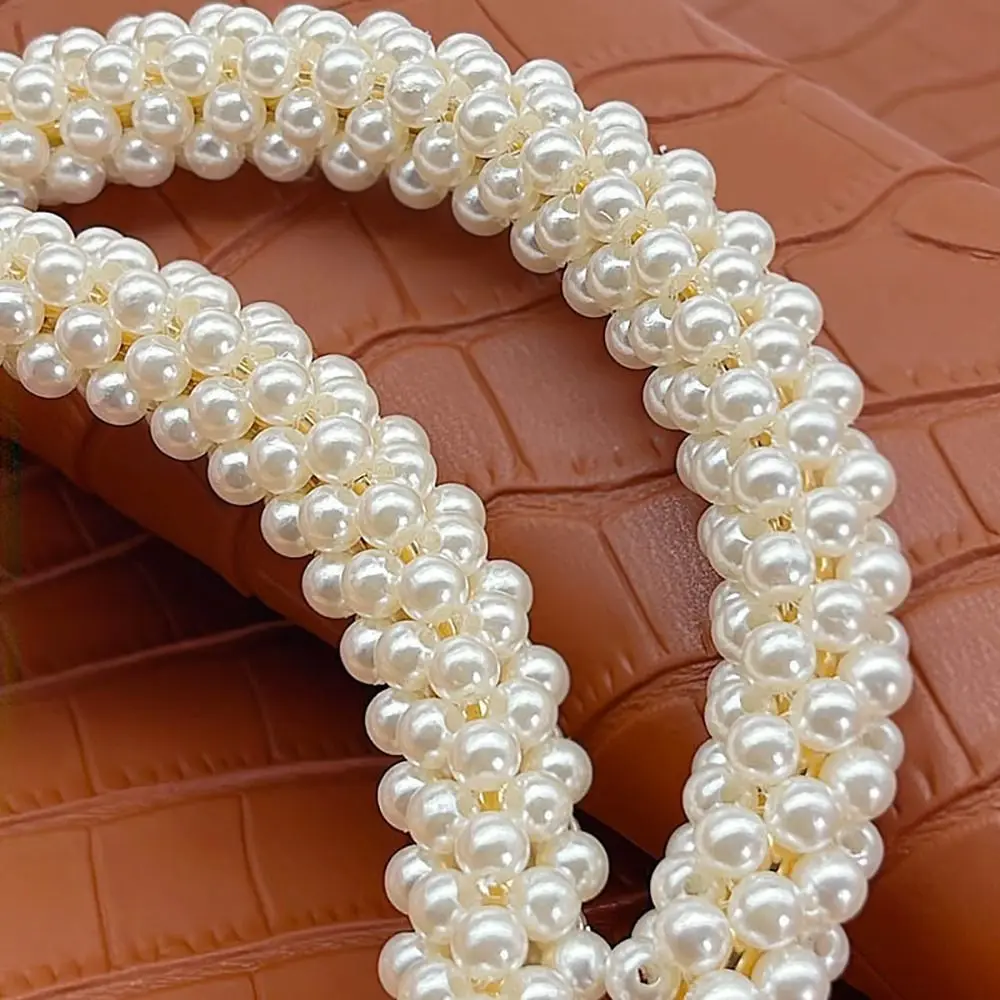 DIY Exquisite Pearl Round Bag Handle Metal Ring Braided Colorful Beads for Women Handbag Purse Frame Handmade Bag Accessories