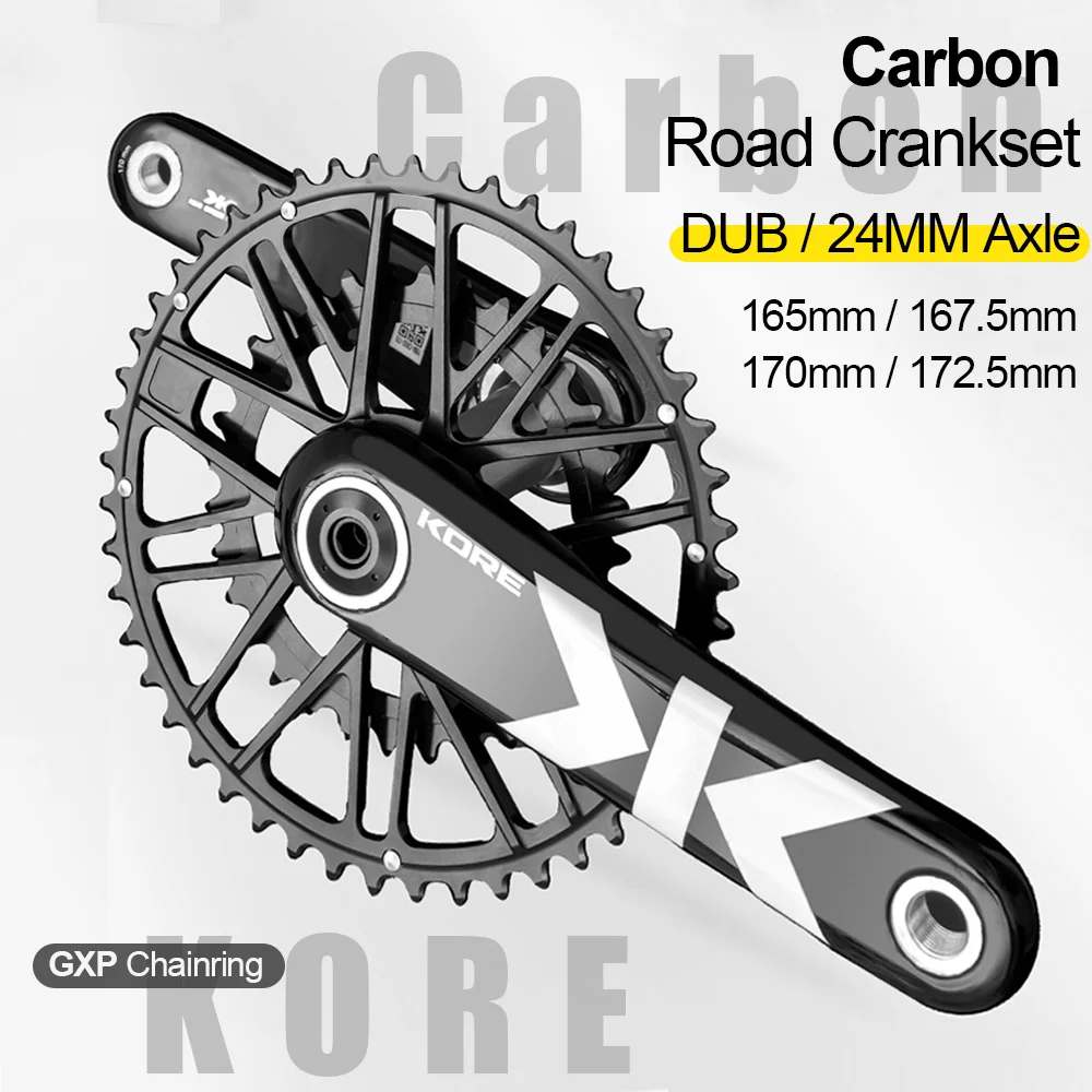 

Шатуны для дорожного велосипеда KORE из углеродного волокна, длина 165/170/172,5 мм, одинарная/двойная звездочка, используется для звездочки DUB 29 мм