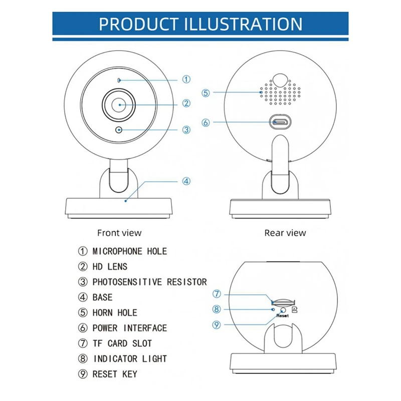 1 ชุด Wifi HD กล้องเครื่องบันทึกเสียงการตรวจจับการเคลื่อนไหวภายในบ้านการเฝ้าระวังกล้องวิดีโอสีขาว