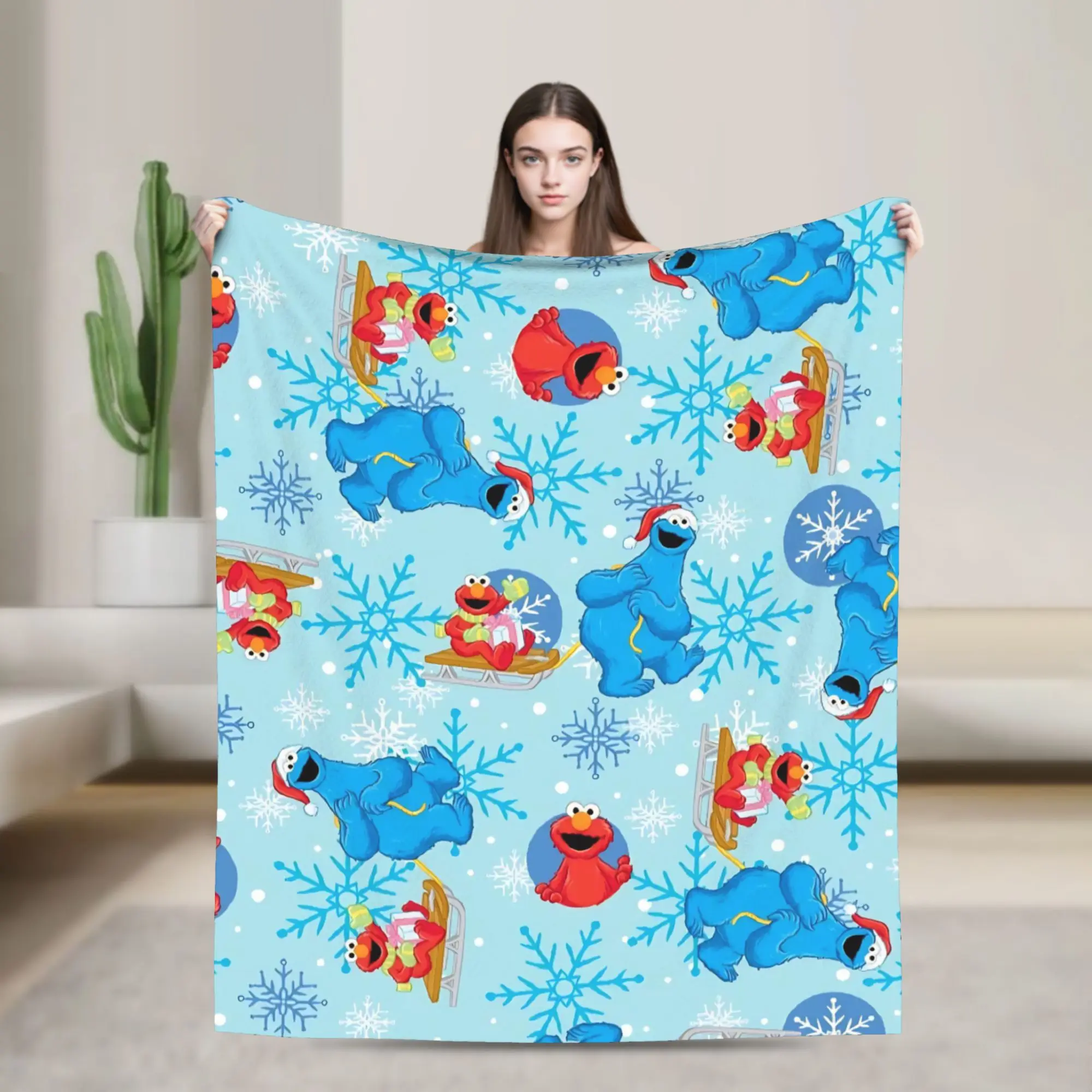 Sesames Streets Blankets Cookie Monster Flannel Awesome Warm Throw Blankets for Bed Sofa Autumn/Winter,