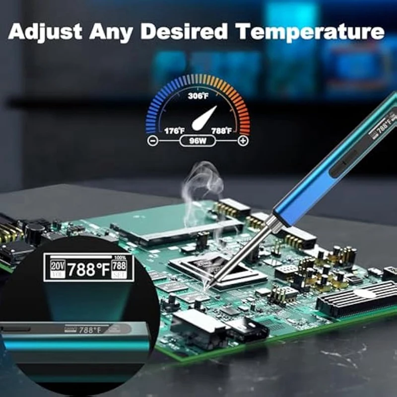 مجموعة مكواة لحام محمولة ذكية ، قلم مكواة لحام USB ، تحكم PID ، توريد PD بنصائح قابلة للتبديل ، 96 واط ، 24 فولت