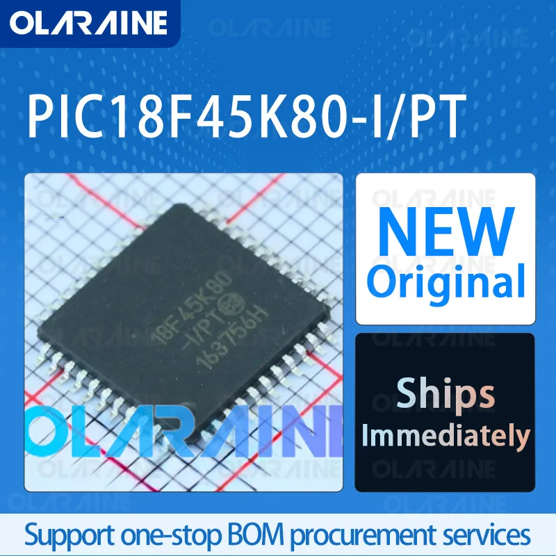 

1/5/10Pcs PIC18F45K80-I/PT TQFP-44 8-bit microcontroller -MCU RoHS Core AVR Data RAM 1 kB 35 I/O Voltage 5.5 V