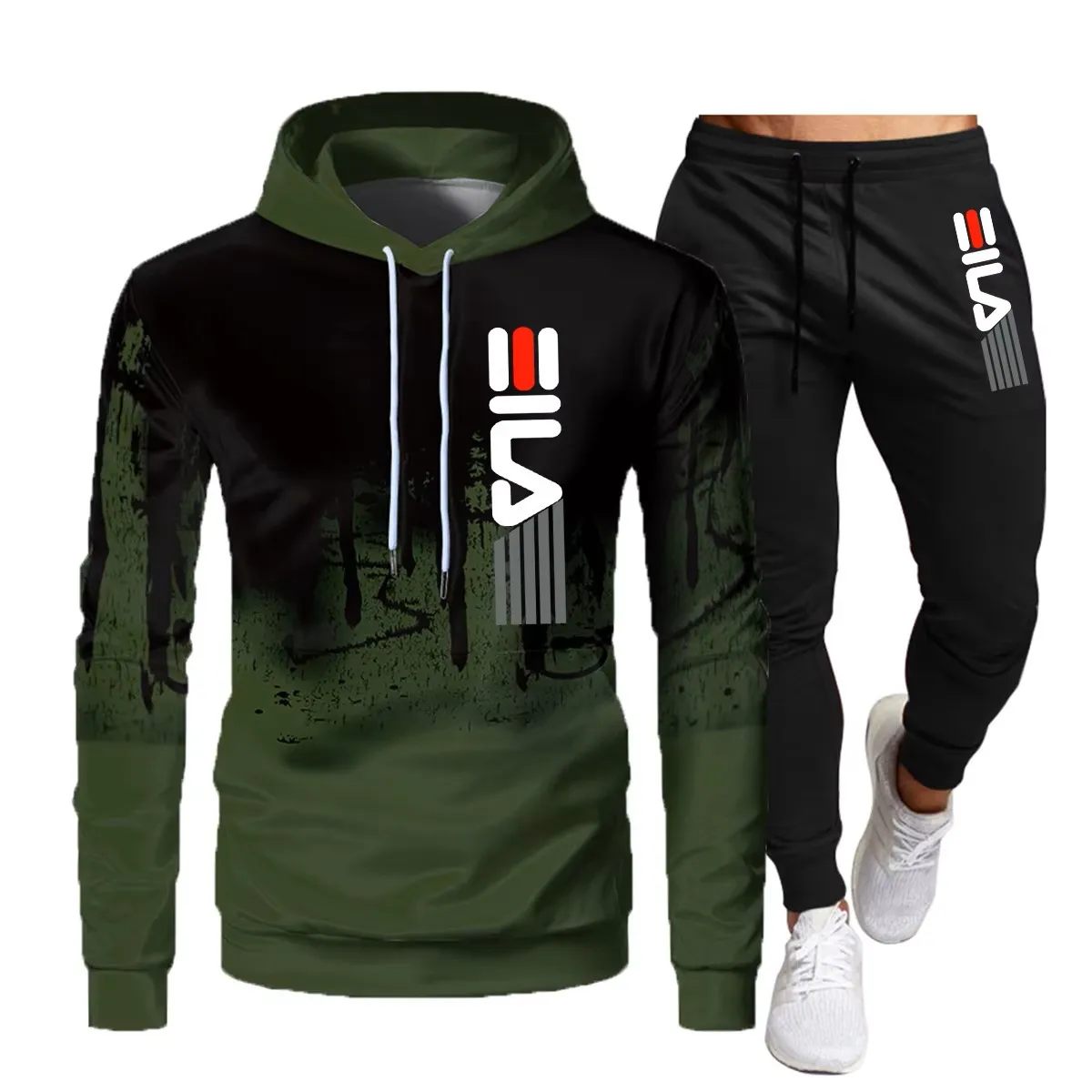 Men's hooded sweatshirt Fashion brand Casual jogging pants Sweatpants Autumn Winter Men's set 2024