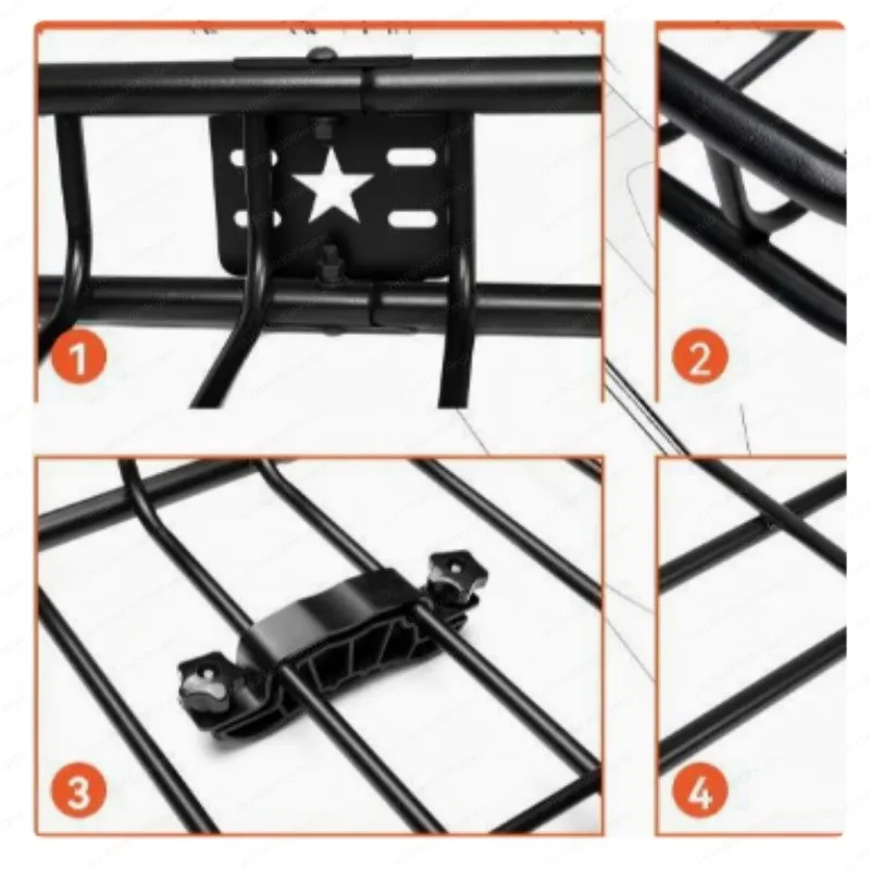 YY   Universal Car Roof Rack Cargo Basket Metal Roof Luggage Carrier with Wind Deflector & Mount Clips