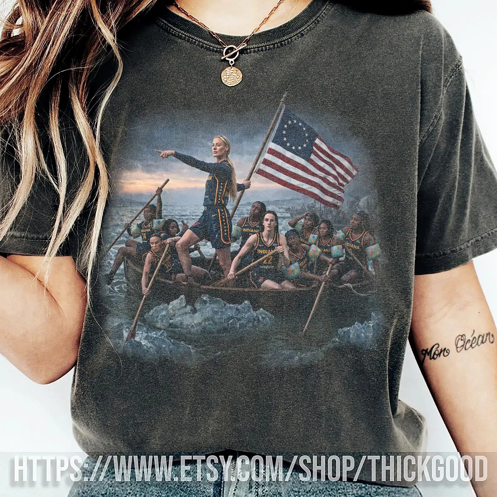 Cunningham Caitlin Clark Crossing The Delaware Shirt, Indiana Women's Basketball Vintage T-Shirt, Indiana Fever Graphic