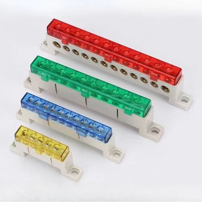 dustproof 3-5-8-10-15hole Wiring Harness terminal blocks with cover for grounding and neutral busbars in distribution