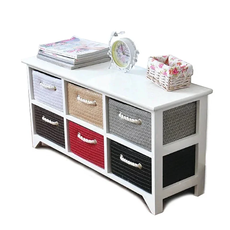 Solid Wood Bedside Small Simple Rattan Drawer storage cabinet  comodas con cajones  furniture  chest of drawers for bedroom