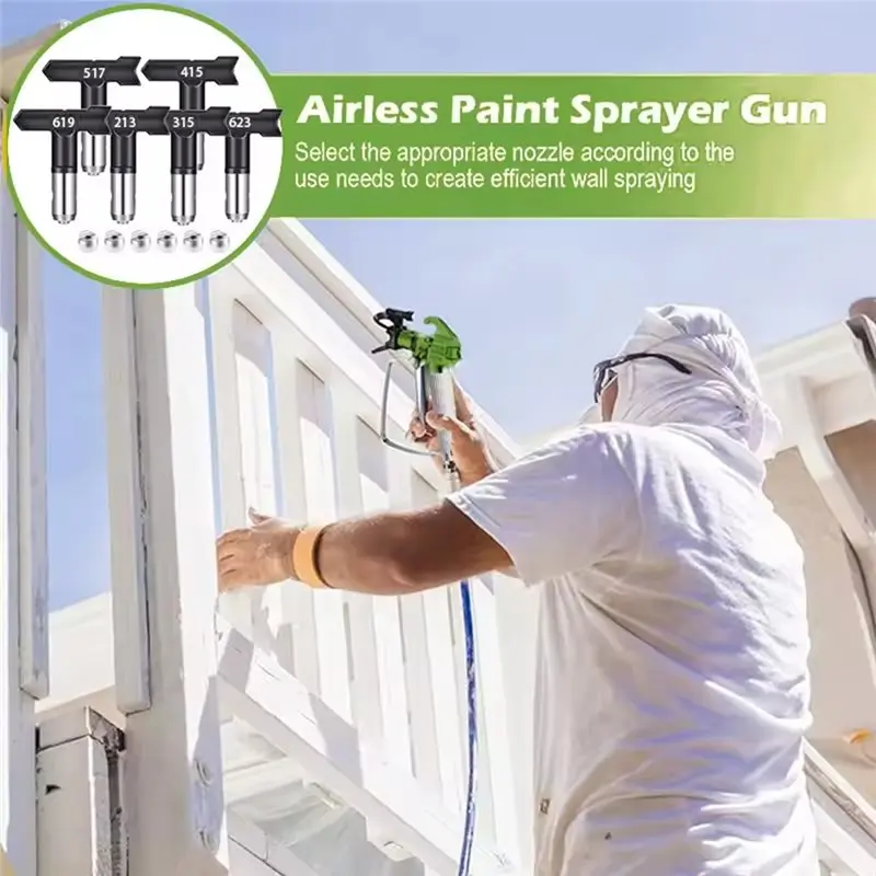 ABZS High Pressure Airless Paint Spray Gun Kit Including 6 Spray Tips And 5 Filters For Efficient Painting Performance