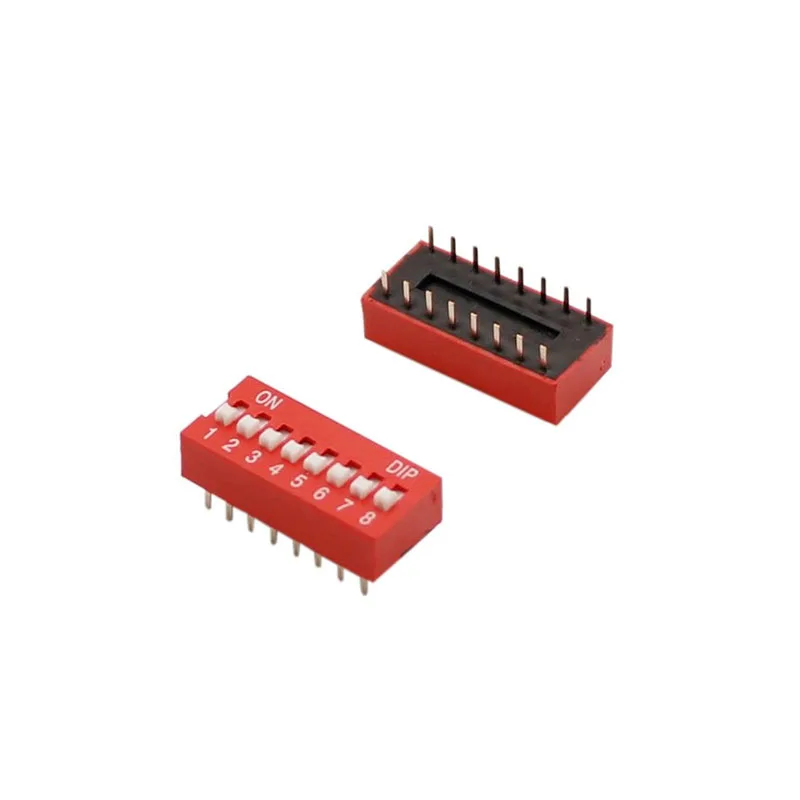 45Pcs Dip Switch Assorted Kit Range 1/2/3/4/5/6/7/8/9P 2.54mm Slide Type Red White Toggle Switch 9 Size