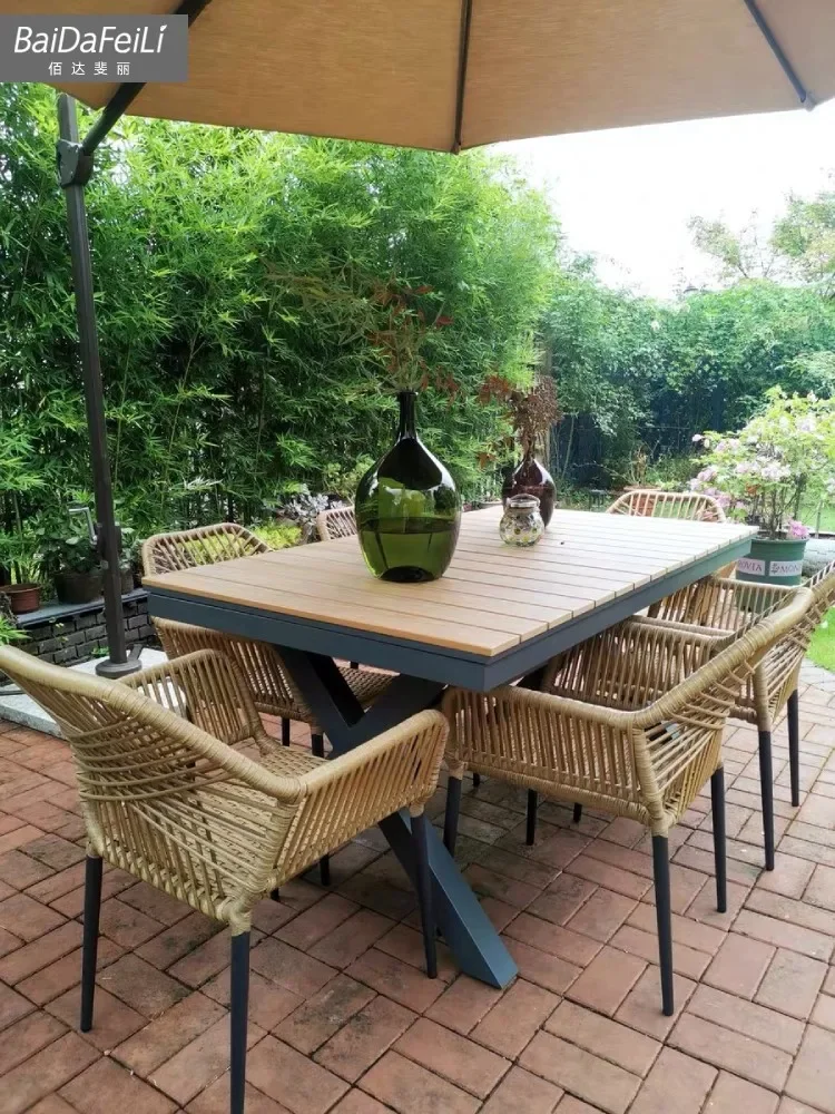 Outdoor tables and chairs, courtyard waterproof and sunscreen rattan furniture