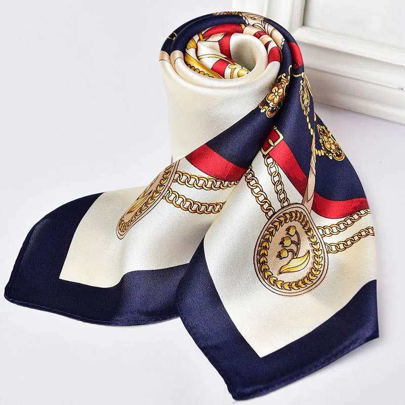 

100% Natural Silk Square Scarf Women Flower Print Small Real Silk Bandana Hair Scarf Luxury Neckscarf Pure Silk Head Scarf