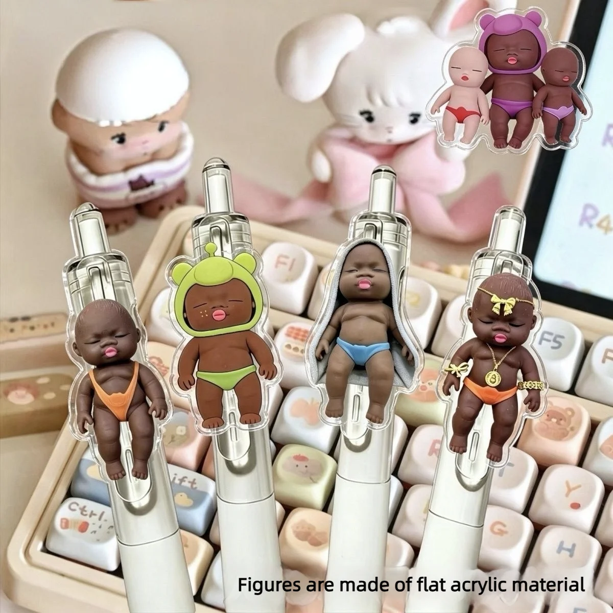 

10Pcs kawaii Black Dolls 0.5mm Gel Pen Student Writing Pen Ballpoint Pen Kids Holiday Reward Gift Pen wholesale