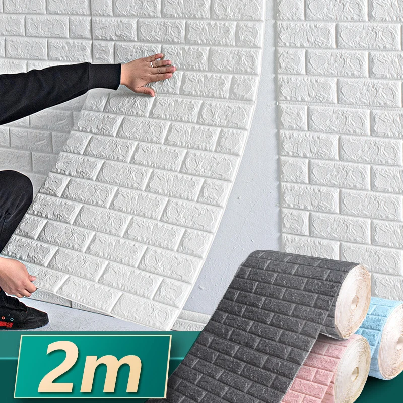 3D Self-Adhesive Brick Wall Stickers DIY Decor Waterproof Wallpaper for Kids Room Bedroom Kitchen Home Decor pegatinas de pared