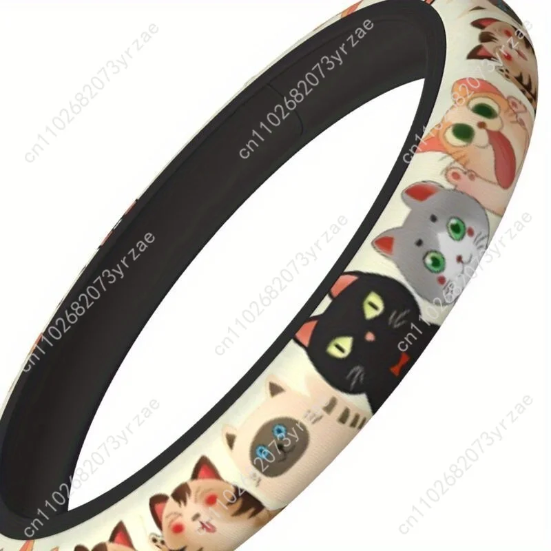

Cute Cat Car Steering Wheels Cover Universal Type Environmental Friendly Comfortablenon-slip Breathable Steering Wheel Wrap