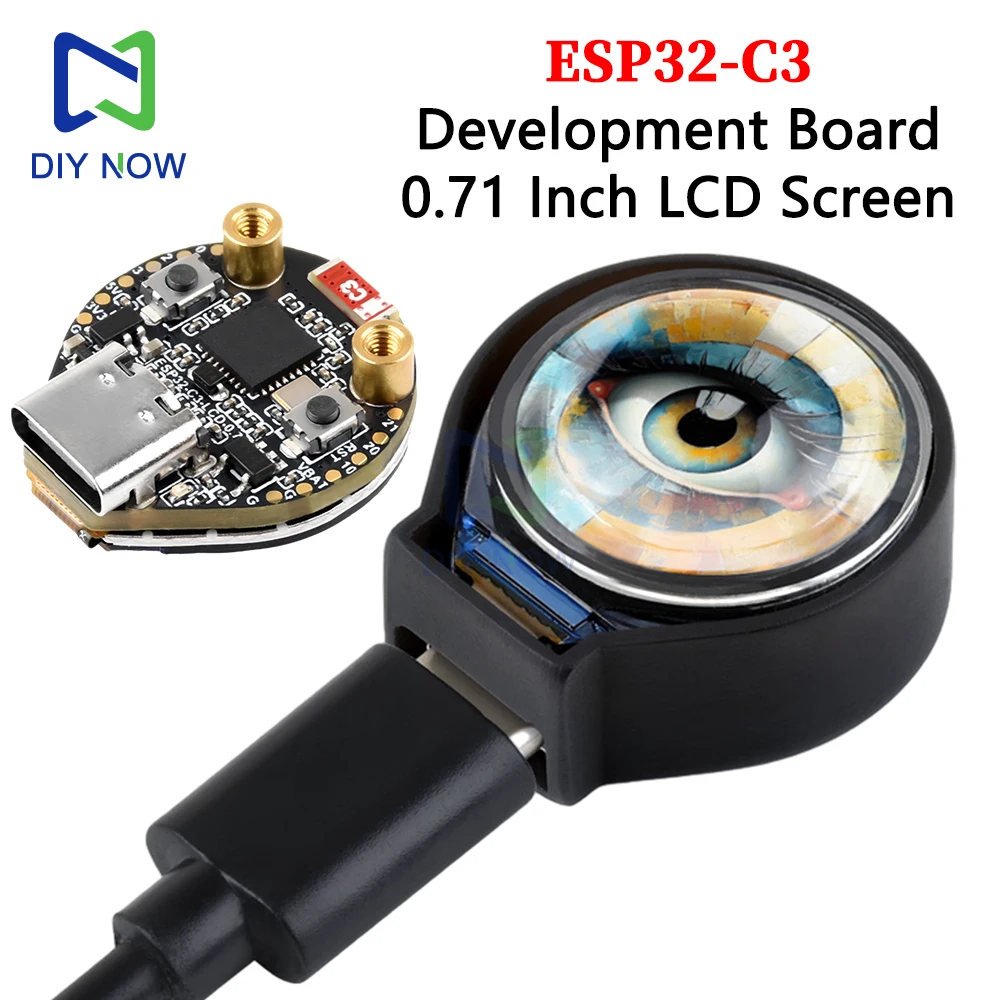 ESP32-C3 development board 0.71 inch round IPS LCD development board SPI interface screen base done SP32-C3 TYEP-C