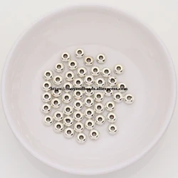 (50Pcs / Lot !) Zinc Alloy Tibetan Silver European Charm Connector Crimp End Beads Size 4.2mm HZ2418B