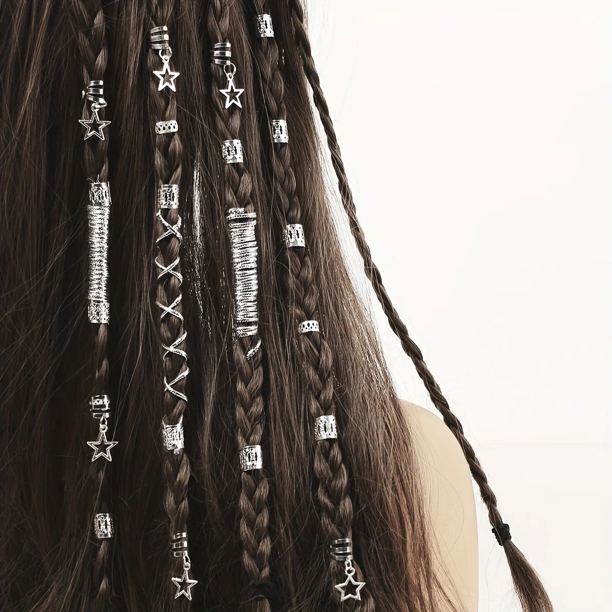 

36 Piece Vintage Alloy Braid Hair Accessory Hollow Star Pendant DIY Dreadlock Hair Clip