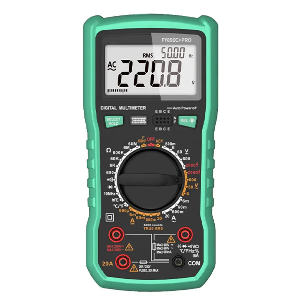 

Цифровой мультиметр FY890C Pro 2000 В с дисплеем с подсветкой и прочным дизайном для надежного использования в любой окружающей среде