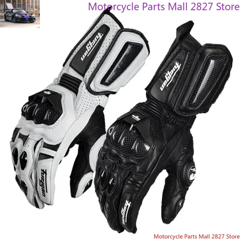 Motorcycle Gloves Racing Motorcycle Long Breathable Anti Slip Leather Carbon Fiber Anti Fall Riding Gloves Outdoor Cycling Equip