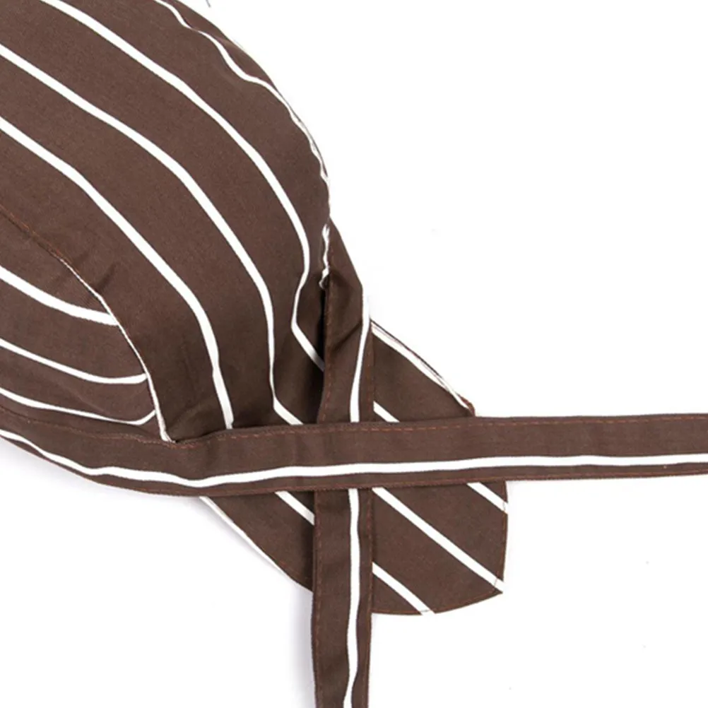 Coffee Brown Stripe Pirate Chef Hat Dustproof Kitchen Cap Waiter Restaurant Staff Cooking Working Cap Uniform