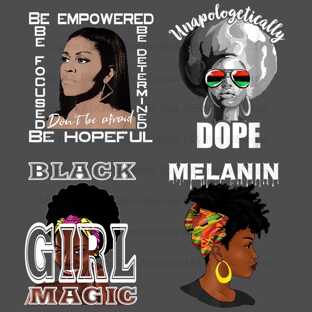 

Dope Magic Great Black Girl Clothing Patches Iron Heat Transfers Black Queen Sticker Diy Iron Transfer Decas Stripes Heat Press