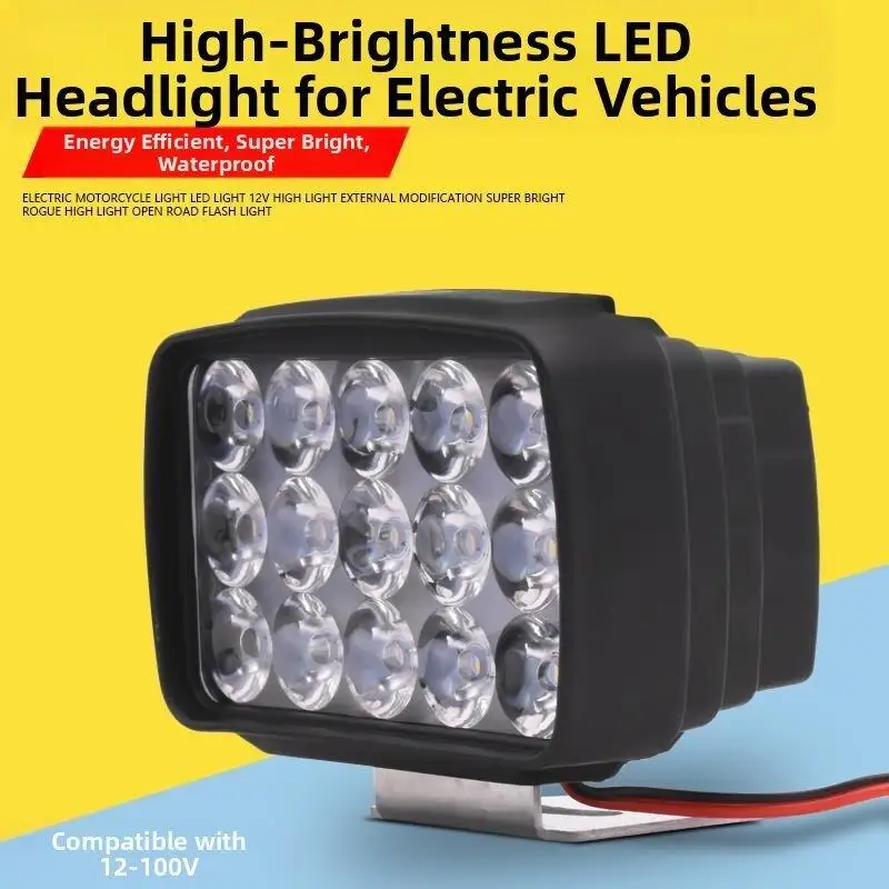 15 LED 12V-80V Motorcycle Headlight Super Bright Front Worklight Fog Lamp Modified Accessories 1PC