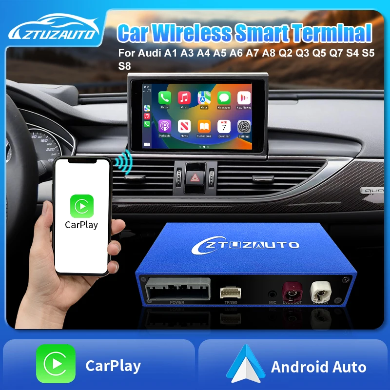 Wireless CarPlay Android Auto Interface for Audi A3 A4 A5 A6 A7 A8 Q2 Q3 Q5 Q7, with Mirror Link AirPlay CarPlay Support Camera 