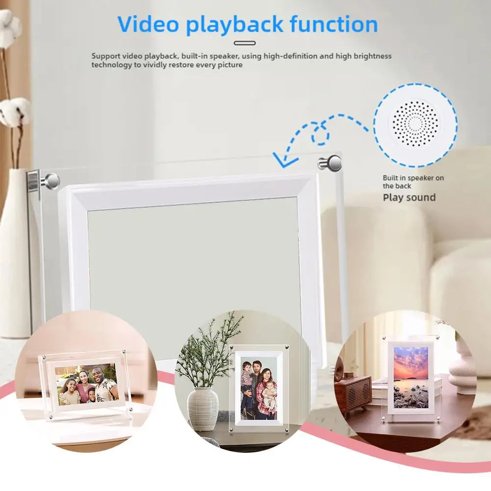 Acrylic Digital Photo Frame 7 Inch 2000mAh Battery Display Digital GB Screen Memory Frame 8/16/64 Vertical Picture IPS B5H1