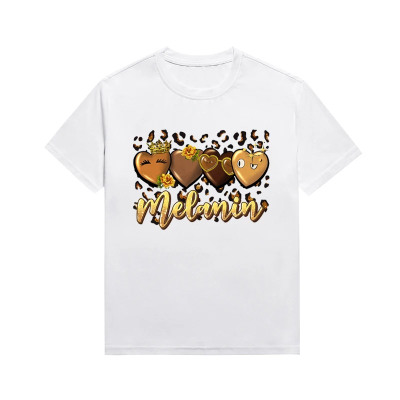 Melanin Fun Love Chocolate Graphic Top Harajuku Streetwear Summer Womens T Shirt Custom Top