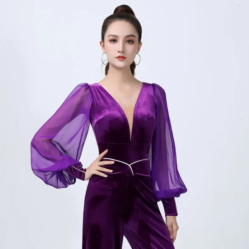 

Excellent Quality Latin Dance Leotard Female Sexy Performance Dancing Shirt Ballroom Cha Cha Samba Practice Dance Clothes