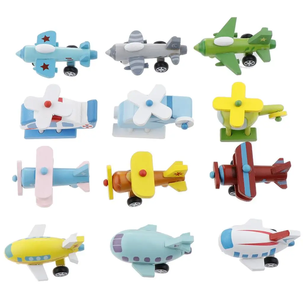 

Wooden Airplane Puzzle Toy Set Colorful 4D Model Helicopter Figure Gift for Kids Educational Use
