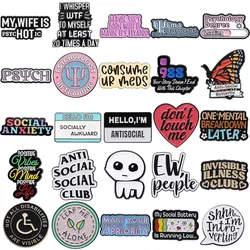 Caring Mental Health Enamel Pins Custom Funny Anxiety Social Quote TBH Autism Brooches Lapel Badges Jewelry Gift For Kid Friends