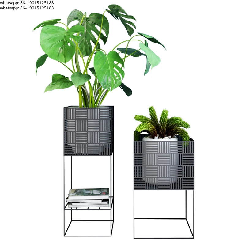 Nordic Iron Flower Stand  Square Grid Planters Plant Shelf for Living Room Balcony Modern Display Rack for Potted Plants  Decor