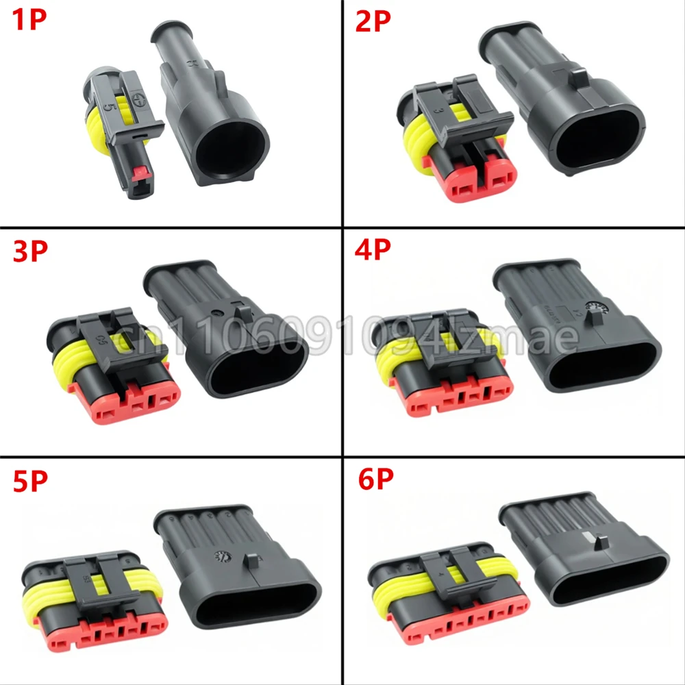 1/2/3/4/5/6 Pin Super Seal AMP Electrical Connector Automotive Waterproof Male And Female Plug For Car