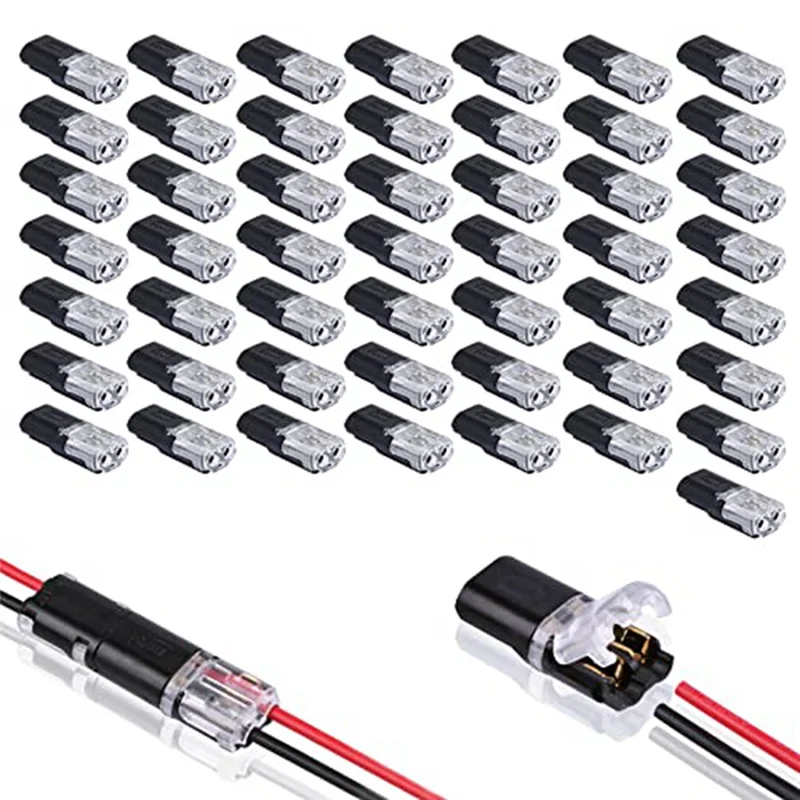 

50PCS Double-Wire Plug-in Connector with Locking Buckle,Pluggable Connectors 2 Pin 2 Way Universal Compact Wire Terminal