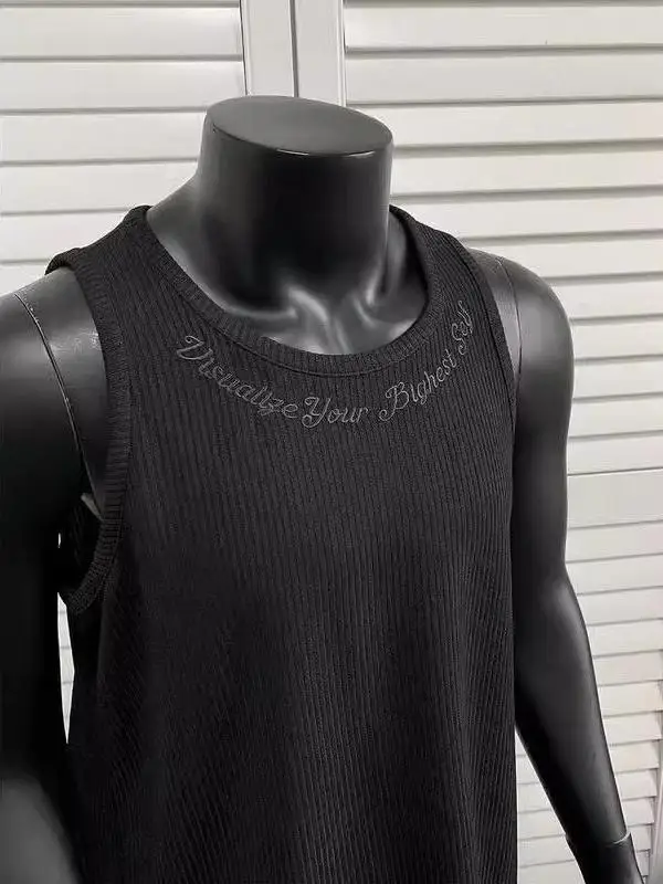 

New American Sle Embroidered Vest Men's Svel T-irt Fitn Sports oulder Pad Loose Fit Youth Faion Sun Protection