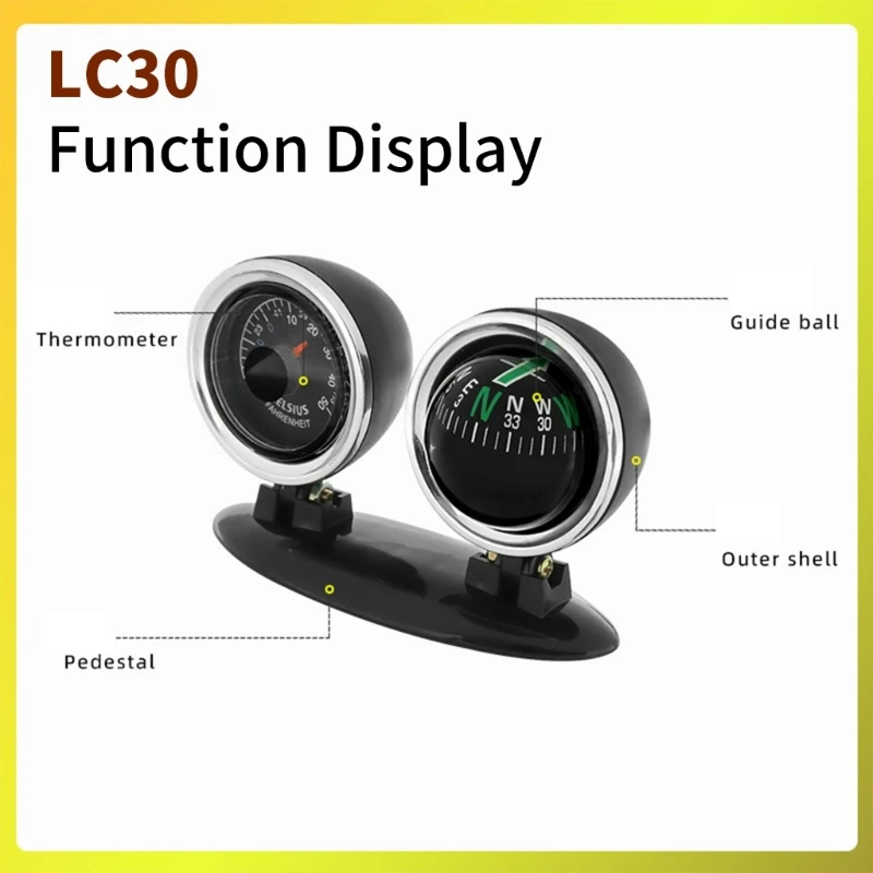  Dashboard Guide Ball With Integrated Compasses Thermometers For Vehicles Truck