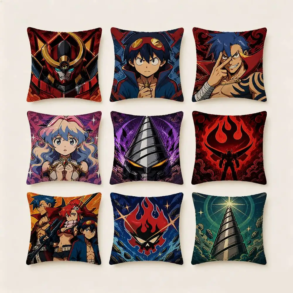 Gurren Lagann Pillow Case Fashion Square Pillowcase Bedroom Sofa Room Ins Decoration Leisure