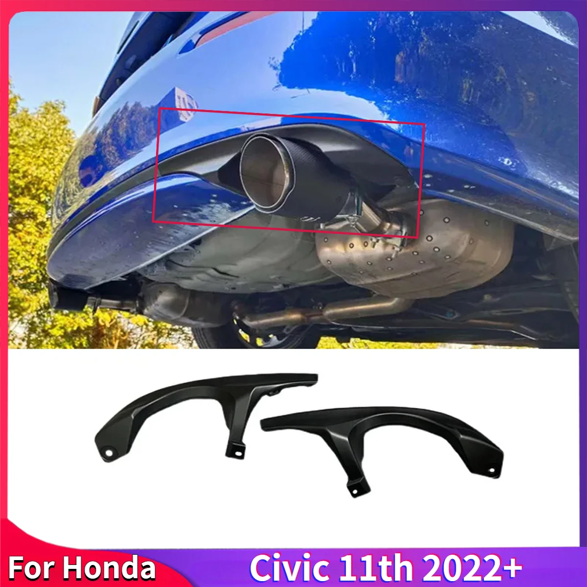 

For Honda Civic 11th 2022+Car Rear Tail Throat Plastic Muffler Exhaust Pipe Cover Exterior Decoration Accessories Auto Parts Kit