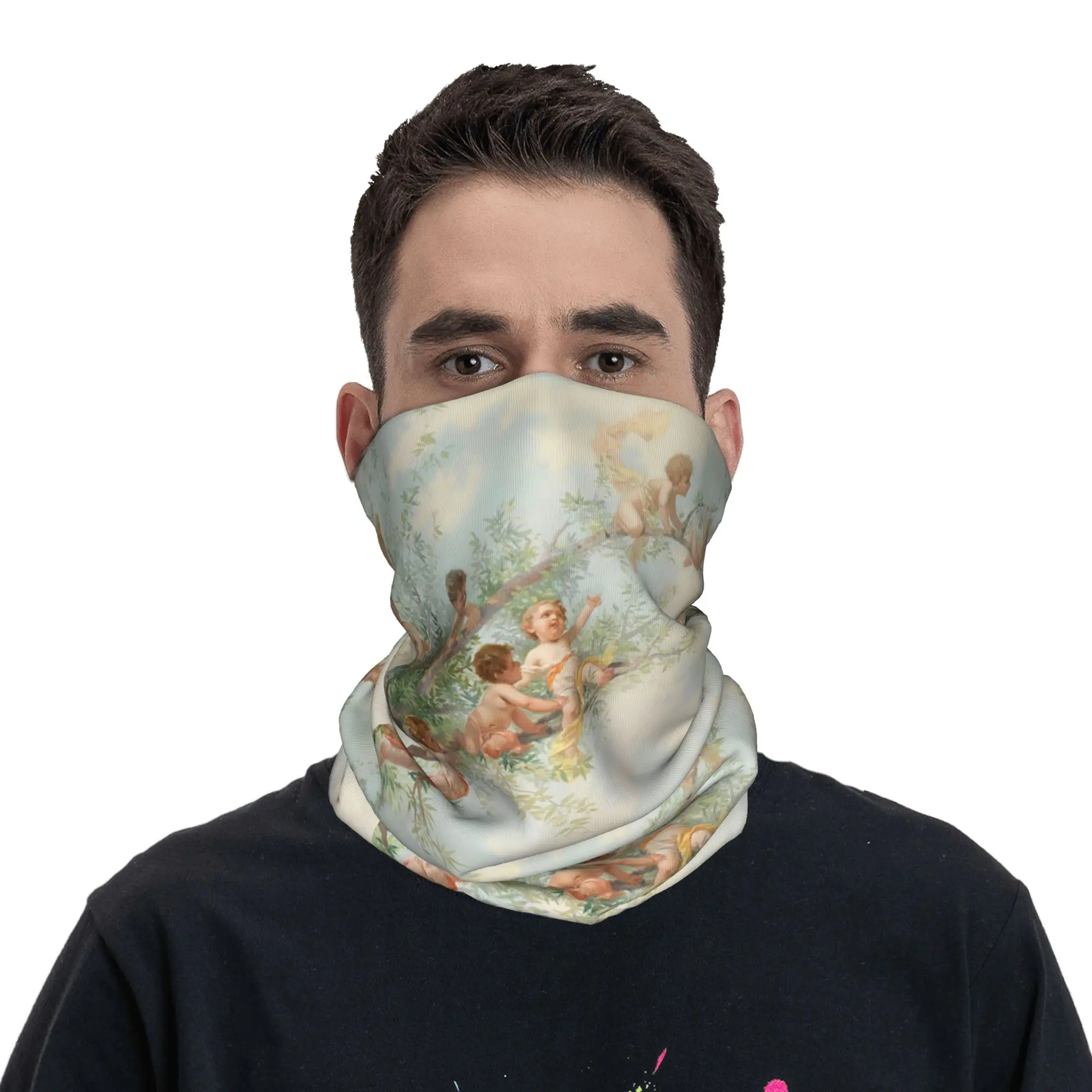 Cherub Tree Amorcillos en una rama intentando coger un nido Baby Angels Bandana Neck Cover Printed Face Scarf Headwear Cycling
