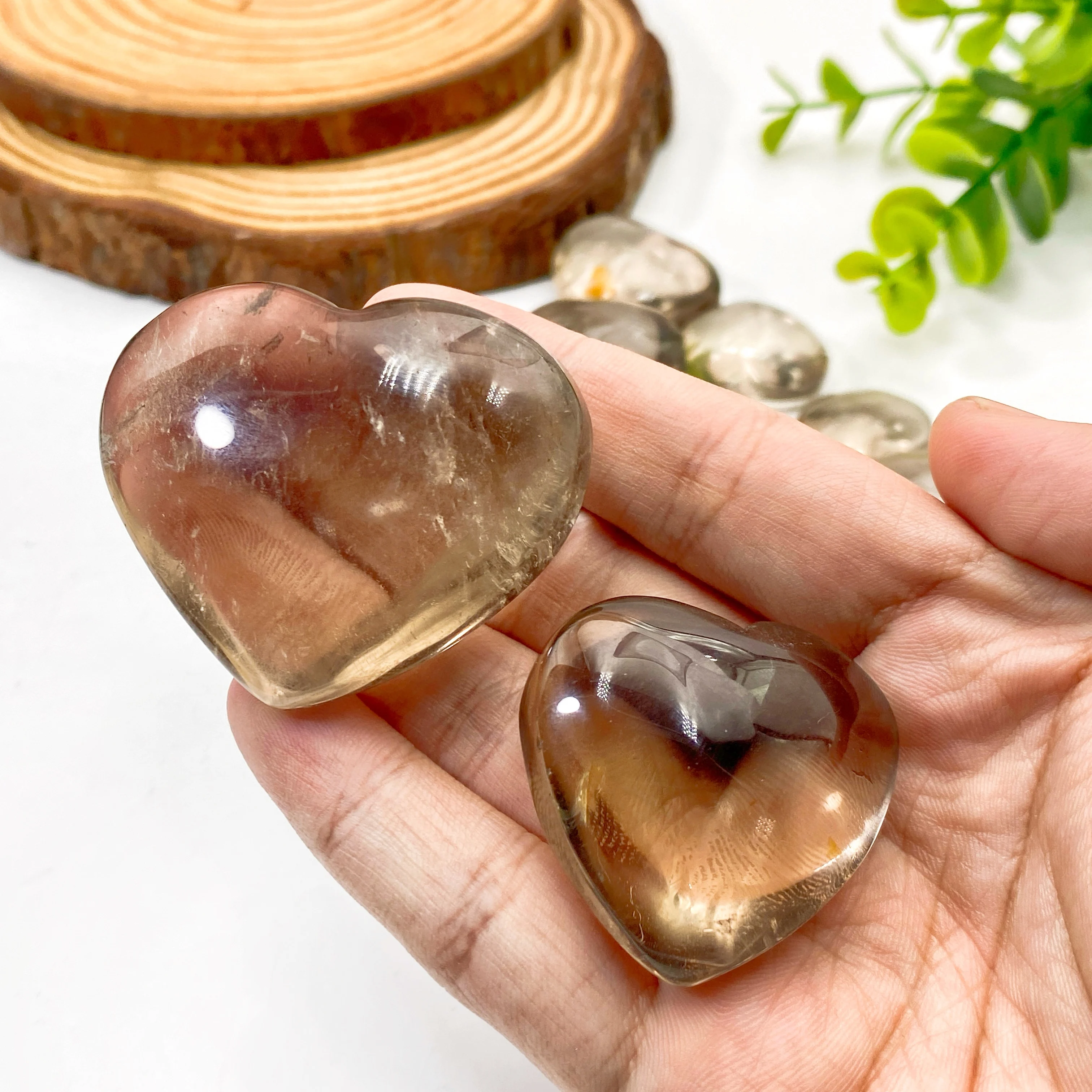 حجر كريستال معدني بني فريد من نوعه على شكل قلب كوارتز سموكي طبيعي، حجر ديكور منزلي حديث، مجموعة، هدية للعطلات