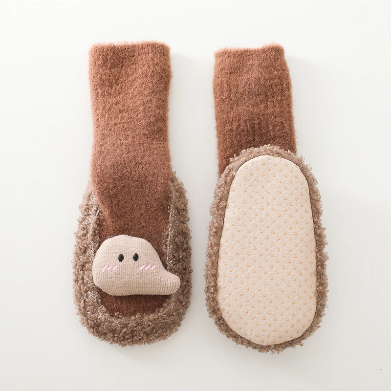 Baby Jungen Mädchen 0-2T Winter Flauschigen Thermische Socken Schuhe Nette Puppe 2022 Neugeborenen Kleinkind Nicht-Slip dicken Warme Startseite Gemütliche Socken