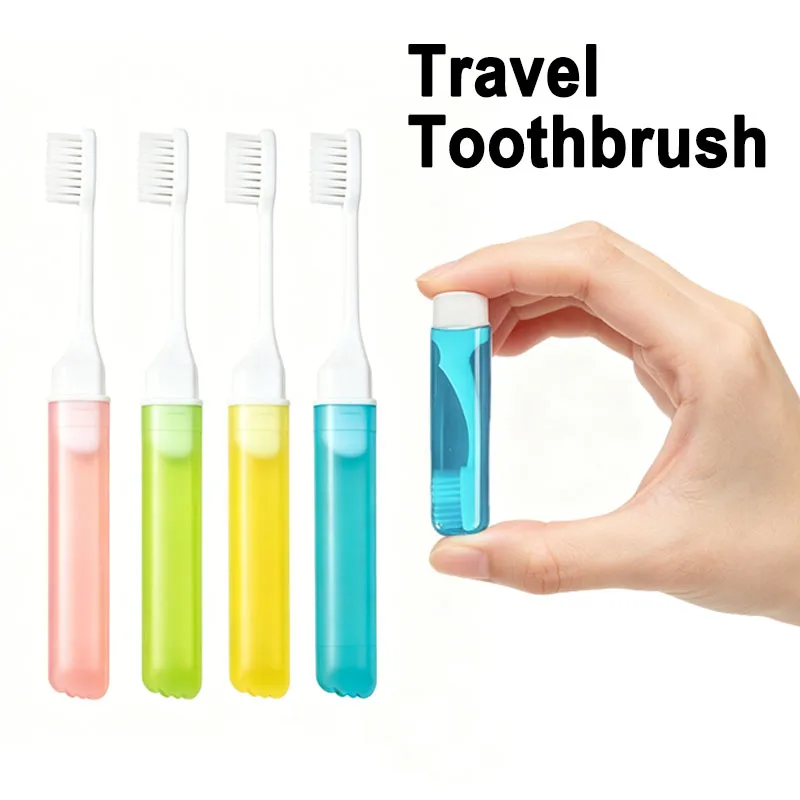 New Travel Foldable Toothbrush Disposable Portable Folding Toothbrushes Mini Brush Transparent Candy Colors YAS06