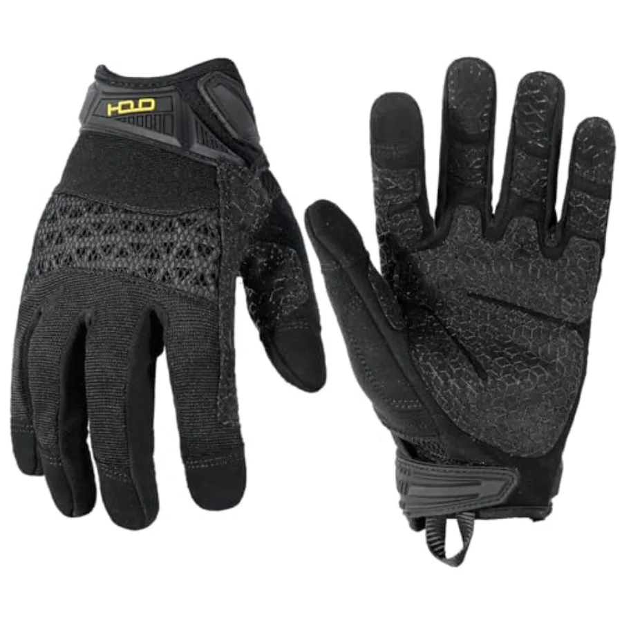 

HANDLANDY Mens Work Gloves Touch screen, Utility Mechanic Gloves, Flexible Breathable Fit- Padded Knuckles and Palm