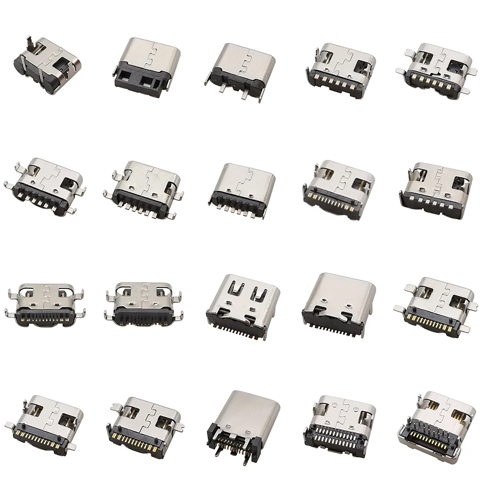 10Pcs USB Connector Type C Female Jack 2/6/16/24Pin SMD SMT Type-C Socket Charging Port For PCB Soldering DIY Repair Adapter